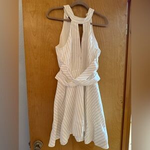 C/MEO Collective White Backless Striped Dress